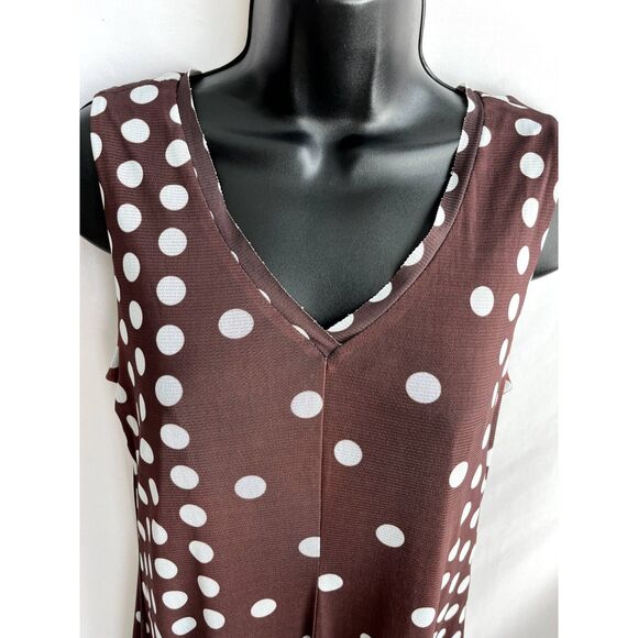 T Tahari Polka Dot Midi Dress Size S Sharkbite Hem Mesh Overlay Retro Pinup Girl - Picture 3 of 12